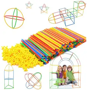 Bloques de construcción de plástico para niños, juguetes educativos de paja para su desarrollo temprano, 2022