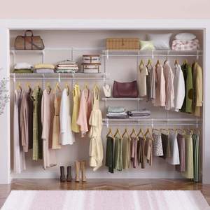Adjustable Welded Wire Shelving System Walk-in Closet Organizer, Steel Wire Shelf Hanging Wardrobe Storage <b>Rack</b> for Bedroom Clos - Product Image 6