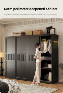 Armoire de chambre à coucher en métal de luxe à 3 portes, <span class=keywords><strong>placard</strong></span> à portes coulissantes tout en acier, armoire en métal robuste et écologique pour meubles de maison - Product Image 4