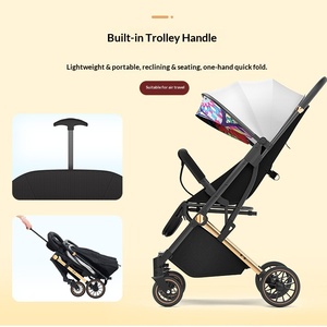 Nouvelle poussette bébé modèle 301 à vue haute, pliable, ultra-légère, portable, capacité de charge 15 kg, avec positions assise et inclinée - Product Image 2