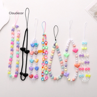 Vrouwen Hart Kralen Mobiele Telefoon Riem Lanyard Kleurrijke Kralen Opknoping Lanyards Hart Telefoon Charme Voor Mobiele Telefoon Case