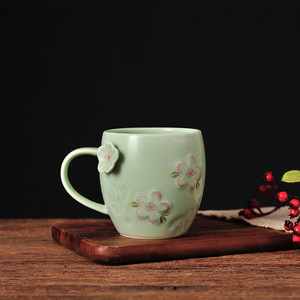 Taza de Cerámica con Diseño de Flores de Cerezo, Taza para Parejas, Taza para Café, Leche, Té, Venta Directa de Fábrica - Product Image 5