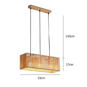 Lámpara Colgante <span class=keywords><strong>de</strong></span> Madera Maciza <span class=keywords><strong>de</strong></span> Estilo Japonés con 3 Luces, Lámpara <span class=keywords><strong>de</strong></span> Araña Rectangular <span class=keywords><strong>de</strong></span> Madera para Cocina, Comedor, E27 - Product Image 6