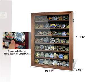 Vitrine à 7 rangées <span class=keywords><strong>en</strong></span> bois <span class=keywords><strong>massif</strong></span> de <span class=keywords><strong>noyer</strong></span> Présentoir mural avec étagères amovibles <span class=keywords><strong>en</strong></span> verre trempé d'une capacité de 100 pièces - Product Image 2