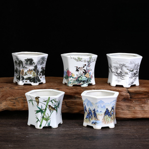 <span class=keywords><strong>Pot</strong></span> en céramique Zisha rectangulaire à motif floral, <span class=keywords><strong>pot</strong></span> de bureau pour plantes succulentes, mini bonsaï, vente en gros d'usine - Product Image 3
