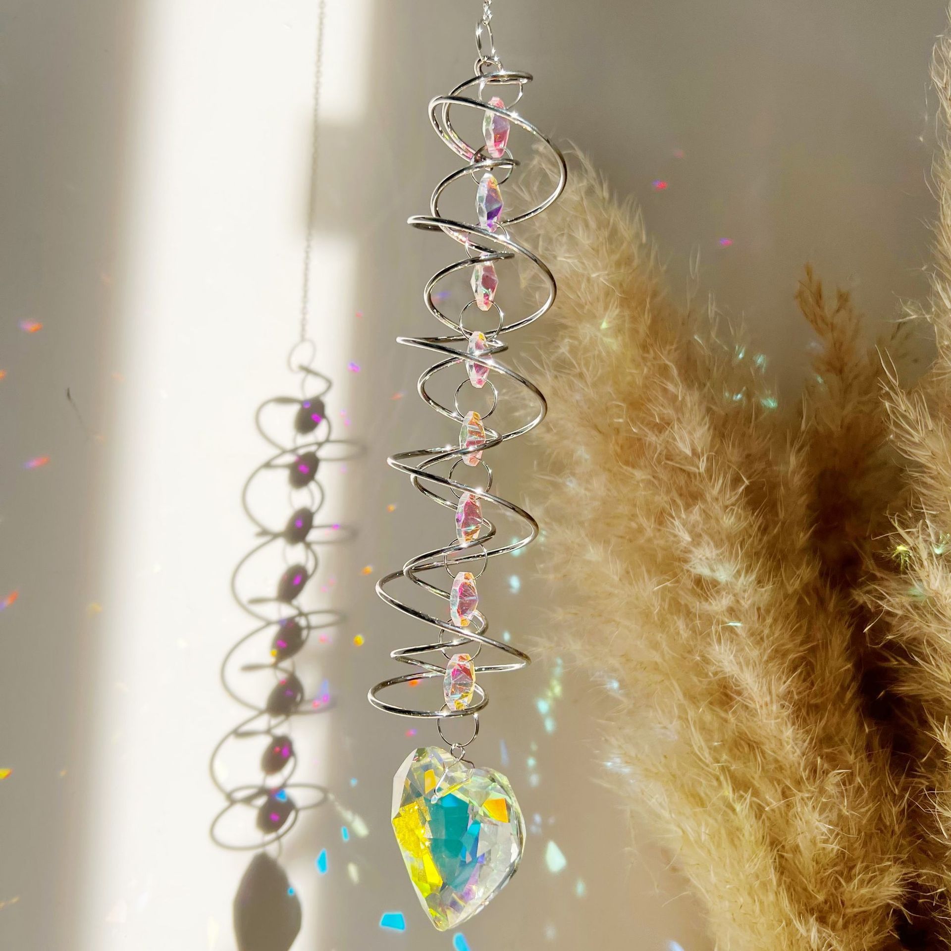 Silver rotating ringabColorful love/About Long45CM