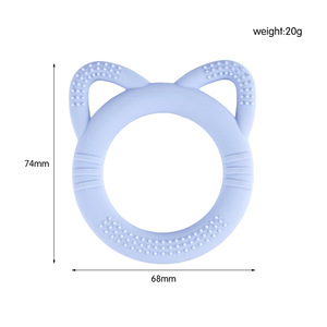 Silicone Baby <b>Cat</b> Ear Teether 74mm X 68mm Food Grade Soothing Chew <b>Toy</b> For 0 24 Months - Product Image 1