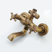 Ensemble de douche mural pour salle de bain, pluie à double poignée, mitigeur de baignoire avec pulvérisateur à main, laiton Antique, Offre Spéciale