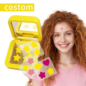 Patchs Personnalisés 4/6/9/12 Étoiles Cœurs Fleurs Colorées Jaunes Contre l'Acné Patchs Hydrocolloïdes Anti-Boutons Boîte Miroir Avec Votre Logo - Product Image 2