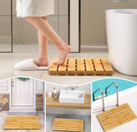 Tapis de bain pour douche de luxe, antidérapant, en bambou, robuste, imperméable, tapis de salle de bain pour usage intérieur ou extérieur