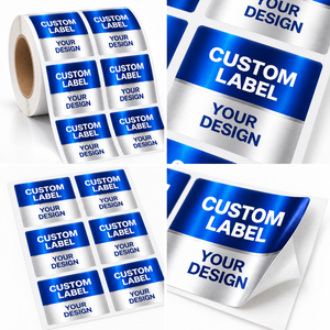 Custom Blue and Silver <b>Holographic</b> Glass Bottle Labels for 3ml 10ml Packaging - Product Image 3