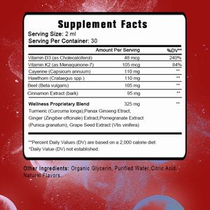 Gouttes de piment de Cayenne, aubépine, racine de betterave, cannelle, vitamine D3, K2, soutien du système immunitaire, antioxydant, énergie quotidienne, végétalien sans OGM - Product Image 2