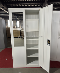New Design Steel <b>Wardrobes</b> Customized Large <b>Mirror</b> Hanging Swing 2-Door <b>Wardrobe</b> Cabinet Safe for Workshop - Product Image 1