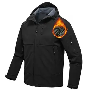 Venta al por mayor personalización de los hombres abrigos de lana táctico con capucha Softshell cortavientos impermeable invierno bombardero cortavientos