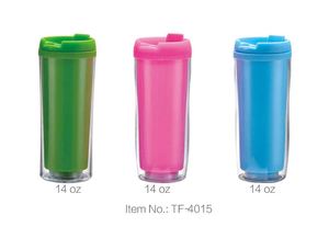 Vaso de Plástico Verde con Tapa Antiderrames, Taza de Viaje de Diseño Moderno y Forma Recta - Product Image 2