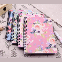 Carnet spirale A5 personnalisé 2026 avec motif floral, couverture rigide épaisse en tissu écologique et cuir pour notes d'étude