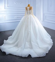 Feishiluo robe de mariée de luxe pour femmes robe de bal ivoire en gros avec manches longues paillettes et décorations florales en organza