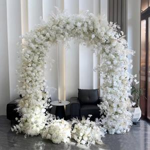 Luxury 2.4m <b>White</b> Blue <b>Roses</b> Flower Silk <b>Artificial</b> Arch Eco-Friendly Removable Wedding Entrance Decor Custom Arch - Product Image 4