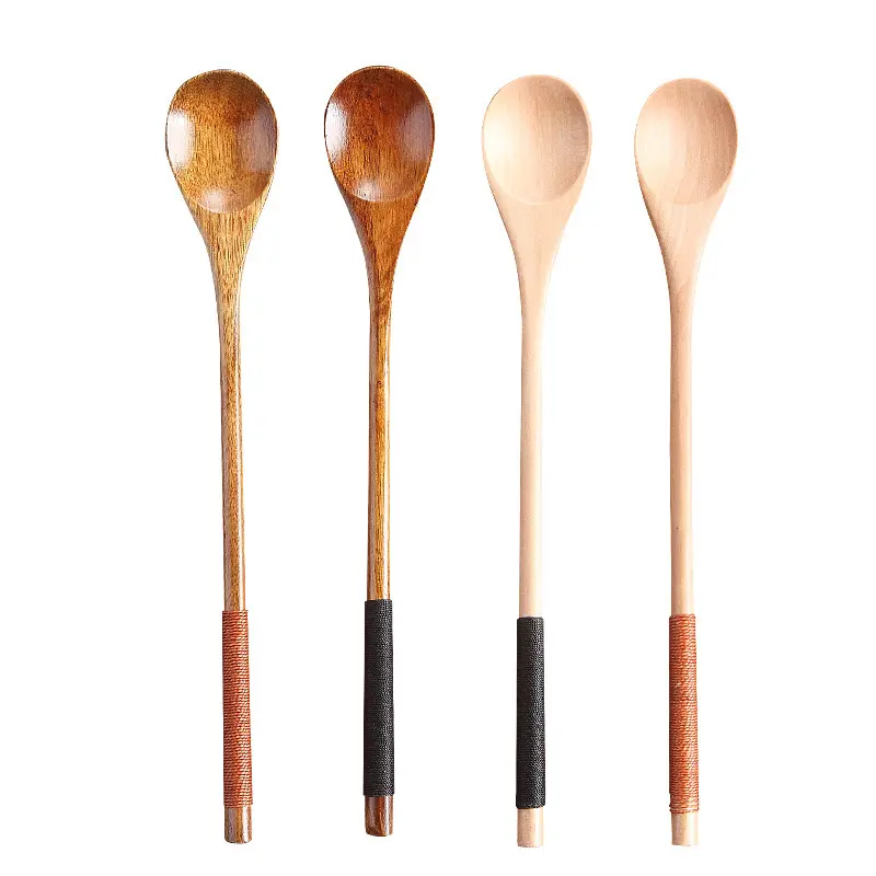 Japanese Fashion Kitchen Multifunctional Creative Wooden Long Handle Coffee Stirring Spoon