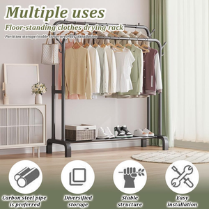 Perchero doble sencillo para ropa, perchero multifuncional de pie para el hogar, para colgar prendas - Product Image 2