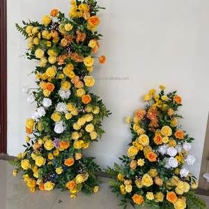 Panneau de fleurs de rose <span class=keywords><strong>orange</strong></span> M26 Arrangement de fleurs artificielles soyeuses pour les fêtes de mariage Décoration d'événement de coureur de fleurs d'allée de plancher - Product Image 4