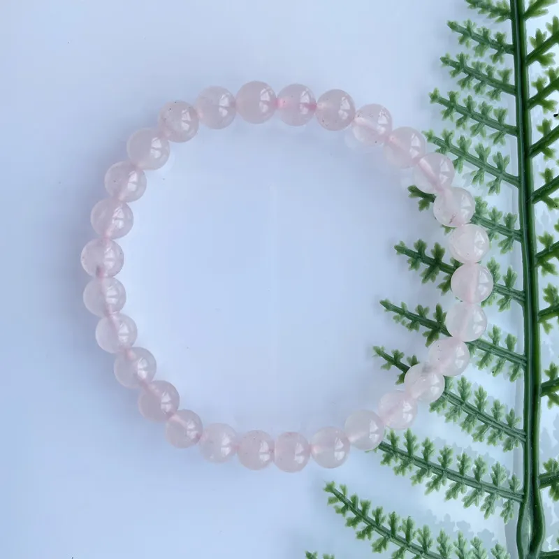 Wholesale 6mm Natural Rose Quartz Handmade Semi-Precious Gemstone Round Beads Stretch Bracelets 7" Unisex
