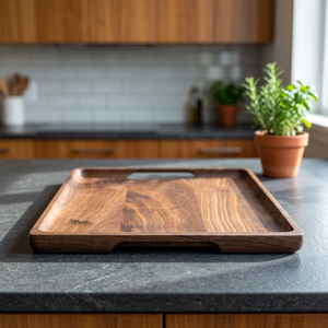 Bandeja de Servir Cuadrada de Madera de Acacia Real Ecológica Hecha a Mano de Alta Calidad con Estampado Animal y Floral para el Hogar, Oficina, Té y Café - Product Image 1