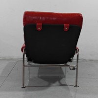 Fauteuil de loisirs capitonné à boutons, design arqué, en cuir PU huilé, avec structure en acier inoxydable, fauteuil d'appoint