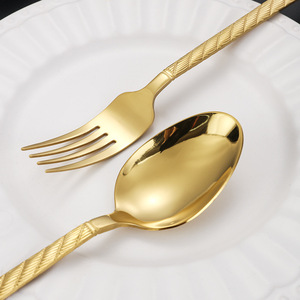 Ensemble de couverts en acier inoxydable texturé, couteau, fourchette, cuillère, compatible lave-vaisselle, pour cuisine occidentale, dîner de steak, hôtel, restaurant - Product Image 4