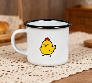 Chirpy Chick Duo smalto tazza simpatico cartone animato animale eco-friendly portatile tazza da campeggio per bambini - Product Image 2