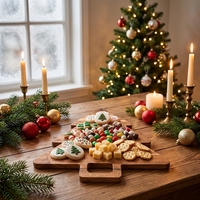 Planche à découper en bois d'acacia en forme de sapin de Noël, design Art Déco, faite à la main, plateau de service pour charcuterie de Noël, cuisine du Shandong