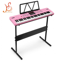 Orgue électrique fonctionnel HUASHENG à 61 touches avec écran LCD, ensemble de clavier de piano rose