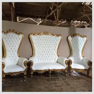 Sewa murah royal antik emas putih double king throne sofa kursi pengantin dan pengantin pria kursi cinta untuk pernikahan