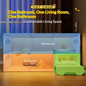 Grande <span class=keywords><strong>maison</strong></span> pour <span class=keywords><strong>chat</strong></span> d'intérieur avec <span class=keywords><strong>toilette</strong></span> intégrée, lumière nocturne, télécommande et recharge automatique d'eau - Design moderne pour salon - Product Image 3