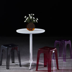 Table de salle à manger moderne blanche en métal aluminium avec cadre tubulaire style panneau en bois pour restaurant loisirs café usage extérieur intérieur - Product Image 2