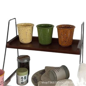 Estante de almacenamiento retro de madera, organizador multifuncional de tazas de café para escritorio, estante de almacenamiento combinado de hierro y madera - Product Image 1