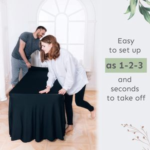 6FT White Custom Woven Spandex Banquet <b>Table</b> Cover Skirt Stretch OEKO-TEX Certified Durable Seamless Reusable Wedding Events - Product Image 5