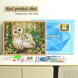 Kit de Peinture Diamant Famille de Hiboux Scène Forestière, Perles Rondes en Strass de Cristal, avec Cadre Rectangulaire, Animal de Dessin Animé DIY - Product Image 2