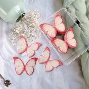 Bleu Rose Blanc Joyeux Anniversaire Gâteau Topper Décoration pâtisseries kits comestible papillon gaufrette papier Pâtisserie Équipement - Product Image 5