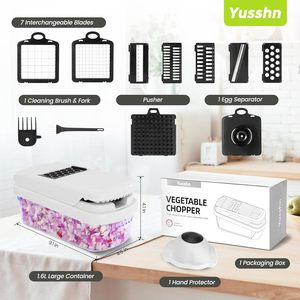 2025 ABS Upgrade 14-in-1 Eco-friendly Kitchen Tool <b>Vegetable</b> <b>Chopper</b> Stainless Steel Blades Multi-Function Dicing Shredder - Product Image 2