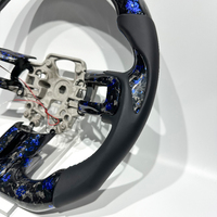 Vente directe d'usine de volants en fibre de carbone bleue forgée de style course avec LED, adaptés aux Ford Mustang GT 2015-2024