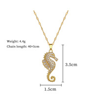 Collier pendentif hippocampe en acier inoxydable plaqué or 18 carats PVD, anti-ternissement, avec zircon, pour femmes
