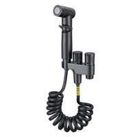 Noir double poignée portable Shattaf Bidet douche pulvérisateur robinet ensemble motif doux robinet de salle de bain pour ablution toilette Bidet robinet