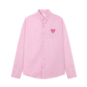 Chemise habillée de luxe pour <span class=keywords><strong>homme</strong></span> en coton à manches longues, style polo, avec motif cœur brodé, respirante, style parisien populaire, collection printemps - Product Image 3