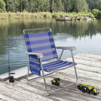 Chaise de plage pliable portable avec cadre en aluminium, siège inclinable avec sac latéral et accoudoirs en plastique pour la pêche, le camping et le parc