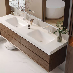 <span class=keywords><strong>Meuble</strong></span>-lavabo mural Guanda en <span class=keywords><strong>bois</strong></span> <span class=keywords><strong>massif</strong></span> vintage sur mesure, 70-200 <span class=keywords><strong>cm</strong></span>, en noyer, durable et facile à nettoyer, vente en gros - Product Image 4