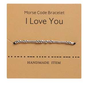 Pulsera de Código <span class=keywords><strong>Morse</strong></span> en Oferta, Pulsera Digital con <span class=keywords><strong>Letras</strong></span> para Parejas, para Mujeres y Hombres - Product Image 6