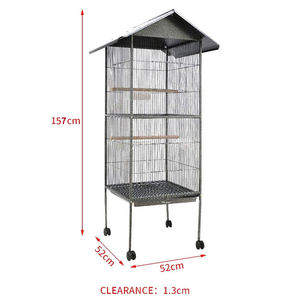 Jaula de pájaros grande de acero inoxidable de lujo moderna con paneles de malla de alambre para alimentación al aire libre y caja de cría embalada - Product Image 3