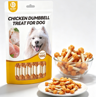 Friandises à mâcher pour chiens en forme d'haltères, au poulet séché à l'air, riches en protéines, aux ingrédients naturels N4P, pour la santé dentaire