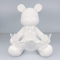 Ornement décoratif en résine blanche, statue d'ours en résine vierge, ours fluide violent avec plateau, plateau de peinture, ours liquide violent